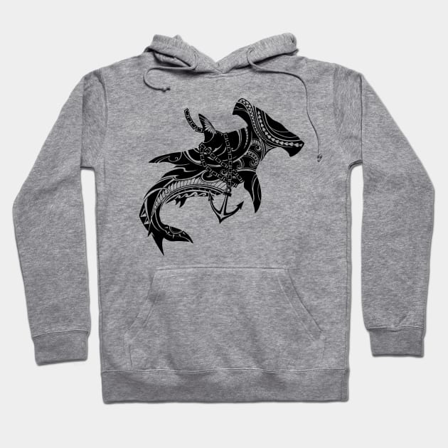 Tribal Shark Hoodie by TurkeysDesign